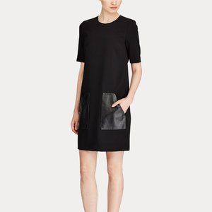 Polo Ralph Lauren Leather-Pocket Cady Dress Black